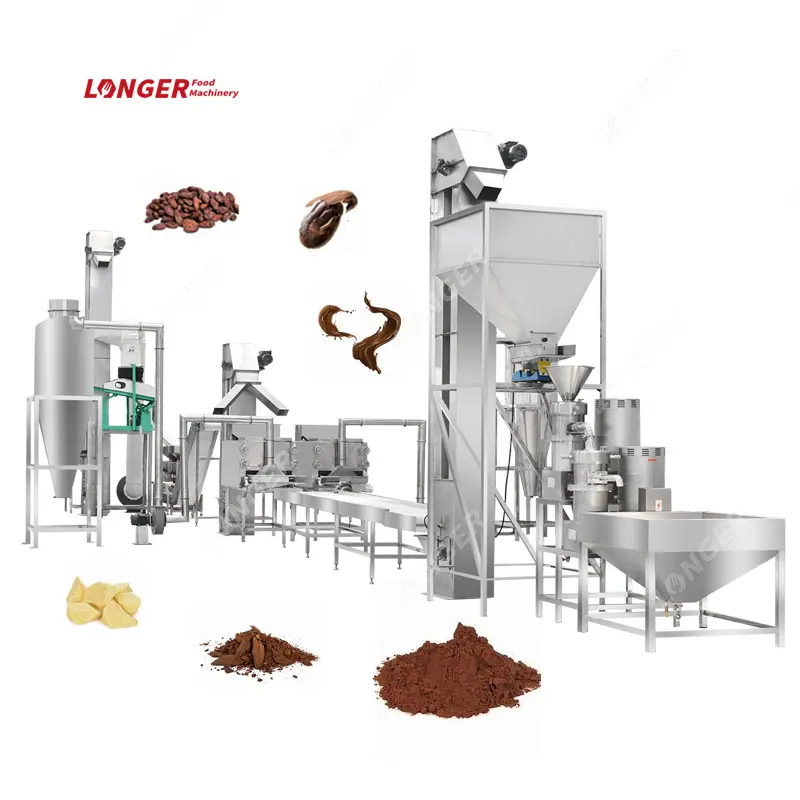Máquina de producción de licor de granos de Cacao, plumín de masa de pasta líquida de mantequilla en polvo, línea de Cacao en Perú