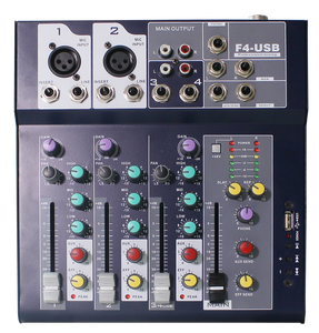 T 15W 4 CH Mezcladora De 4 Canales Mezclador De Audio Con 2 Micrófono Mono Entrada De Canal De Línea 1 Entrada Estéreo