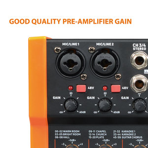 BL4USB High Quality Sound 4 Channel <strong>Pro</strong> <strong>Mixer</strong> Console With 99 DSP Channel Band 3 EQ Small Show with Soundcard Bluetooth