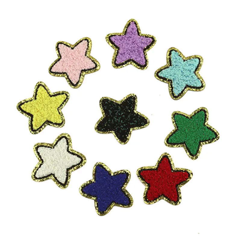 Parches bordados de chenilla de estrella para ropa, accesorios de reparación de abrigos y sombreros