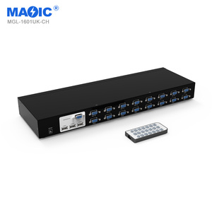 新型16端口USB 2.0 KVM交换机控制台1080P智能热键VGA分离器开关盒16进1出VGA KVM交换机