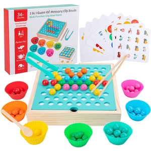 2 in1レインボーソーティングゲームチェス排除おもちゃクリップビーズゲーム - Product Image 1