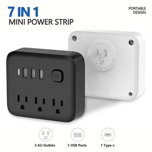 7 in 1 Mini Power Strip <strong>with</strong> USB Ports 180&deg; <strong>Rotating</strong> Plug 3 Outlets 3 USB-A 1 USB-C Portable Fast Charging Power <strong>Sockets</strong> EL-111 - Product Image 2