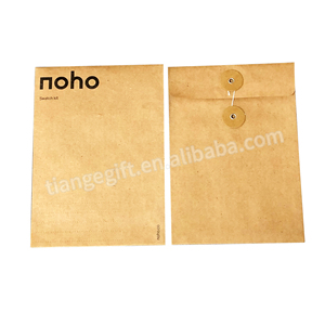 Benutzer definierter Umschlag mit Knopf Logo Verpackungs dokument danke Geschenk karten Kraft papier umschlag mit Schnur knopf verschluss - Product Image 2