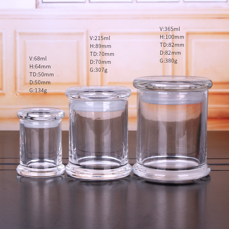 2oz 7oz 12oz Home decor glass jar empty clear glass candle jars with lid