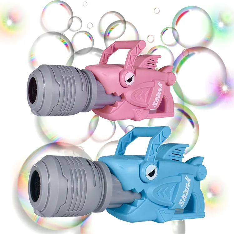 Electric Shark Automatic Bazooka Bubbles Blower Launcher with Light & Music Gatling Bubble Maker For Kids Adults