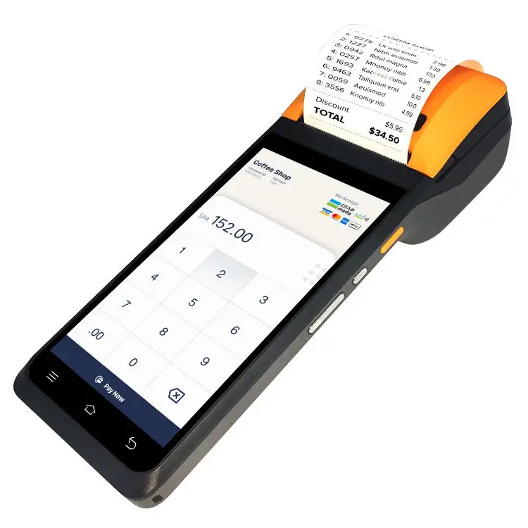 Mobile POS-Systeme Handgerät NFC Kreditkarte-Schiebe-Terminal QR-Code-Scanner Android PDA 58mm Thermoabnahme-Drucker Mobil-POS