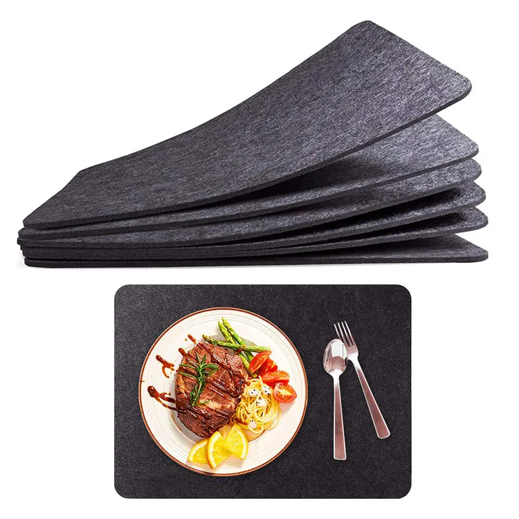 Personalizzazione del Logo vendita diretta garanzia di qualità tavolo da pranzo rettangolare nero tovaglietta in tessuto di feltro nero set di 6