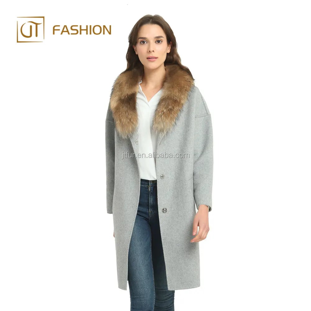 High Quality Women's Wool Coats Fashion Versatile Warm Winter Fur Collar Wool Jacket