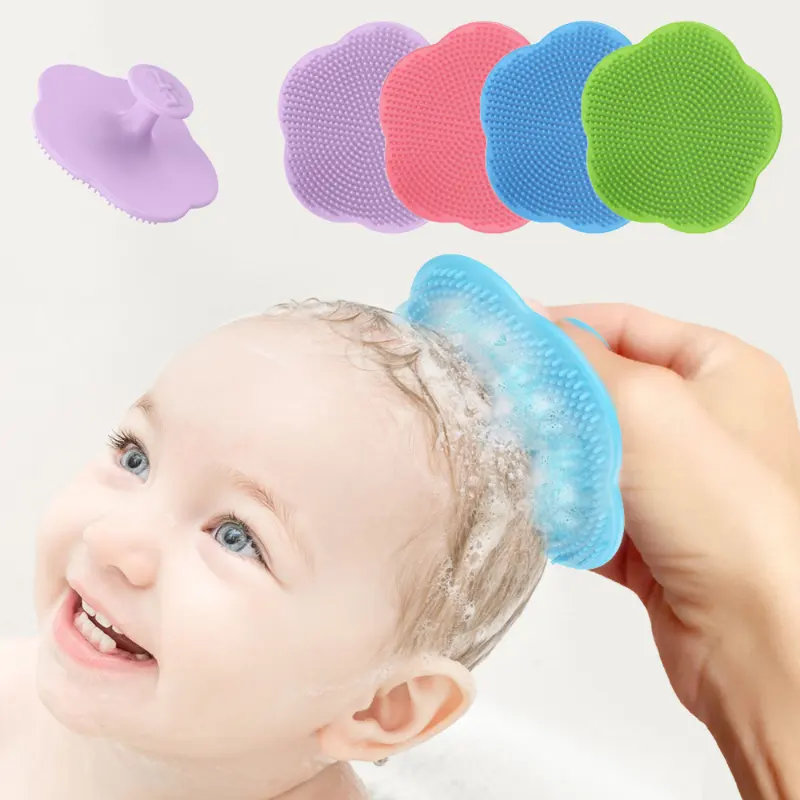 Cepillo de baño para bebé, cepillo de silicona para limpieza de grasa de cabeza Fetal para recién nacido, peine de pelo suave, masajeador de cabeza, cuidado del bebé