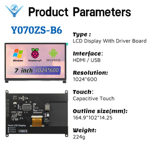Monitor LCD YZY de 7 pulgadas, módulo táctil LCD 1024*600 con puerto HMI para Raspberry Pi