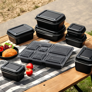 48OZ özel tek kullanımlık Bento öğle yemeği kutuları Microwavable ve Take-Away saklama kapları için Heatable plastik gıda bölmeleri - Product Image 1