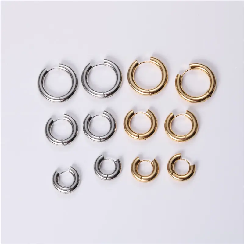 Pendiente de aro geométrico minimalista de 5mm, pendientes de aro de cartílago Huggie redondos, acero inoxidable quirúrgico 316L dorado para hombres y mujeres ZG