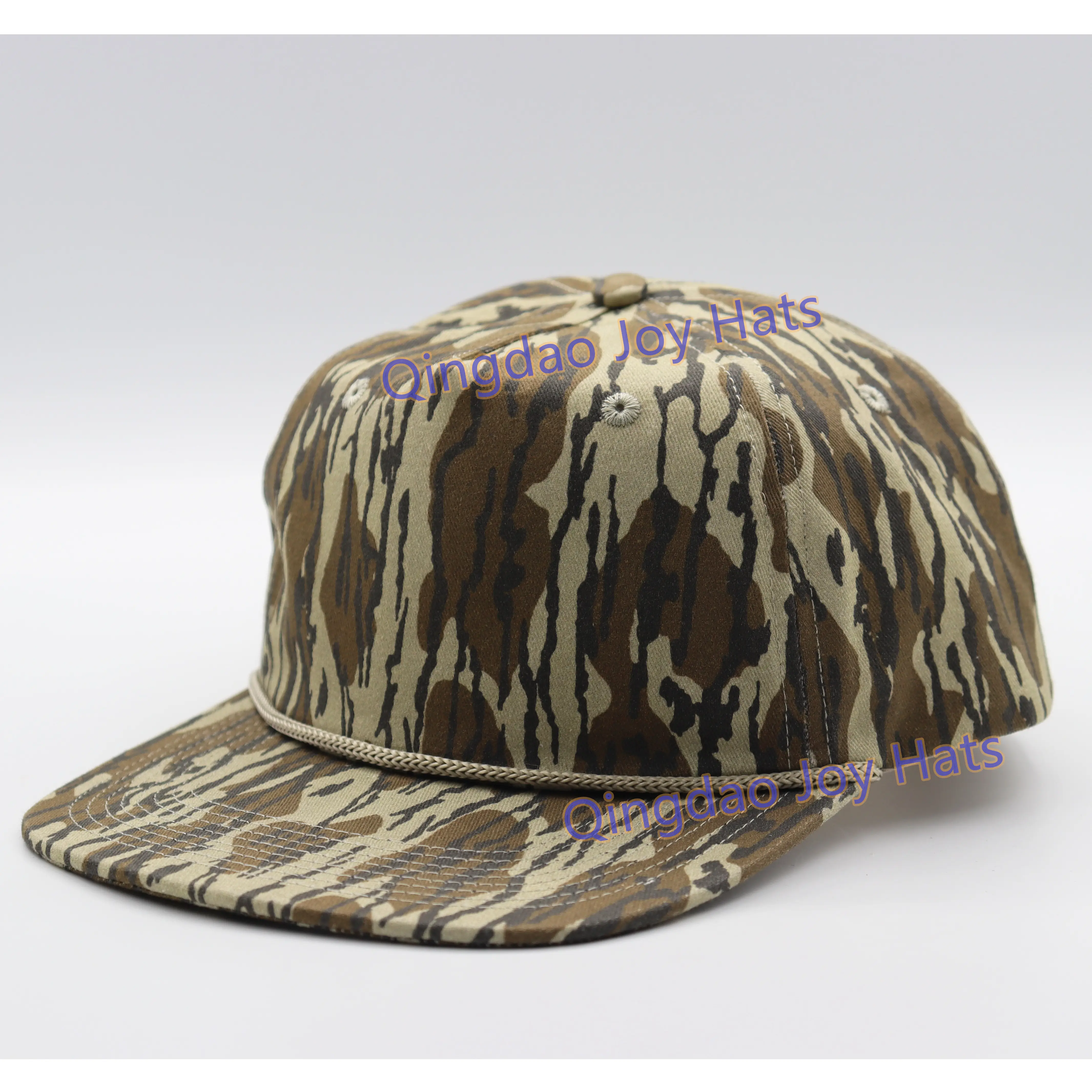 Chapeau de corde de Camouflage de chasse à 5 panneaux, chapeaux de Snapback non structurés, chapeau de Camouflage en coton personnalisé