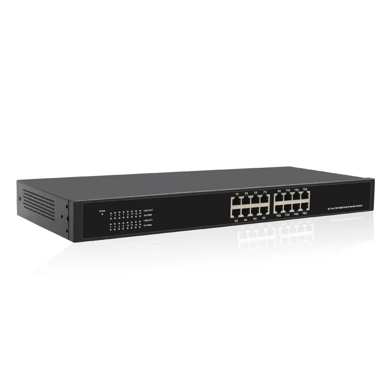 Conmutador Ethernet TP Link Fast Unmanaged Hub para cámara IP Caja de metal 19 "Montado en rack 16 puertos 10/100Mbps Conmutador de red