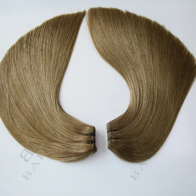 Trama de cabello humano virgen hecha a máquina, cabello Remy brasileño liso de alta calidad, Color marrón, doble amanecer, #4 y 4