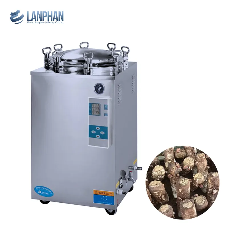 Pressurized steam sterilizer for Glassware Mushroom Grain Culture Media and Waste with 99hr Timer and auto Stop