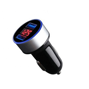 無料サンプル2USBLEDディスプレイ急速充電カーチャージャー12-24VシガレットソケットデュアルUSBQC3.0電話カーチャージャー (スマートフォン用) - Product Image 2
