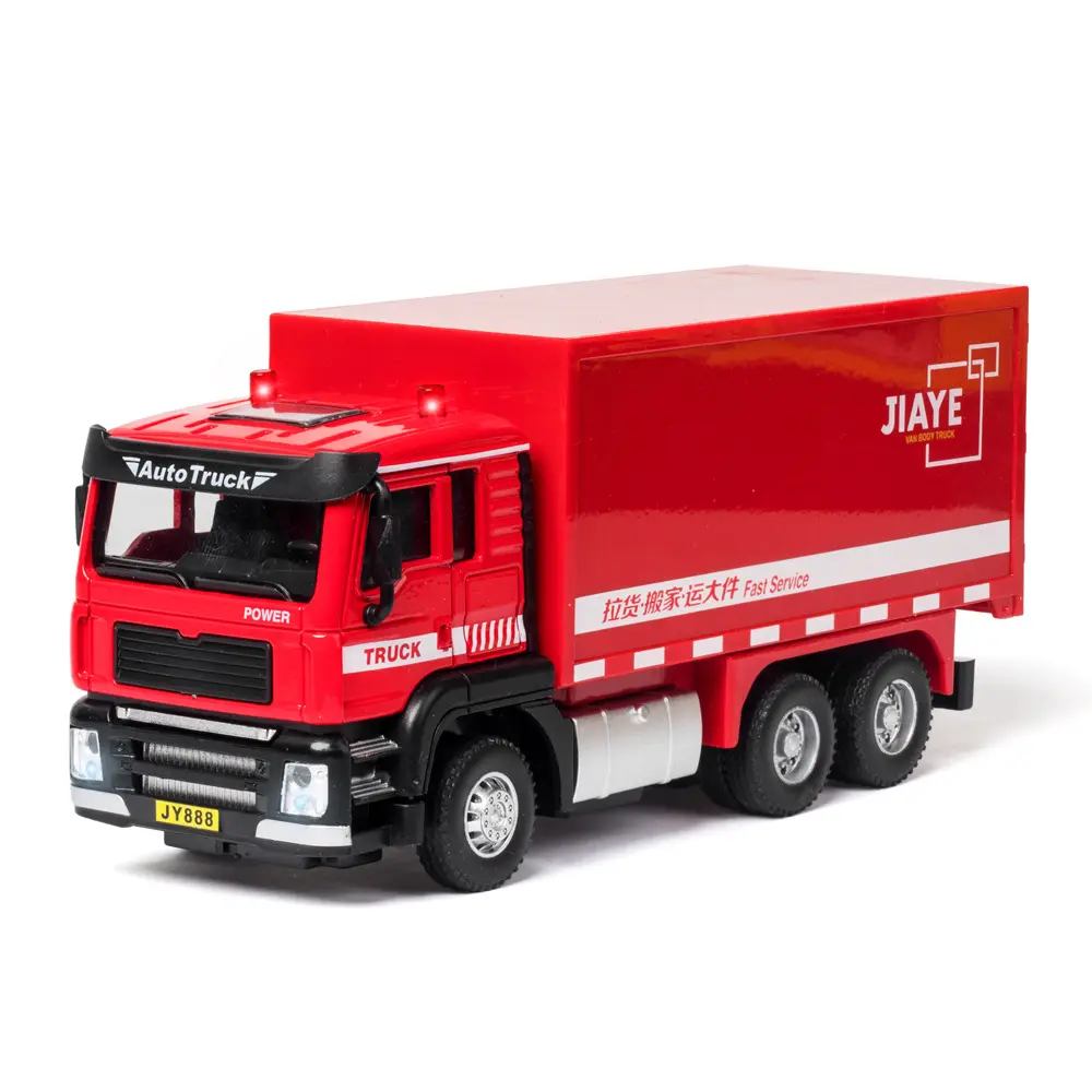 1/50 Diecast container Transporter modelo de coche de aleación de juguete para niños con sonido y luz