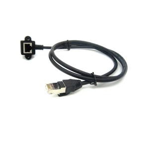 Cable de montaje en panel de 30cm Cat6 con tornillo Rj45 Cable de conexión de red blindado Cable de extensión macho a hembra Rj45 en ángulo de 90 grados - Product Image 2