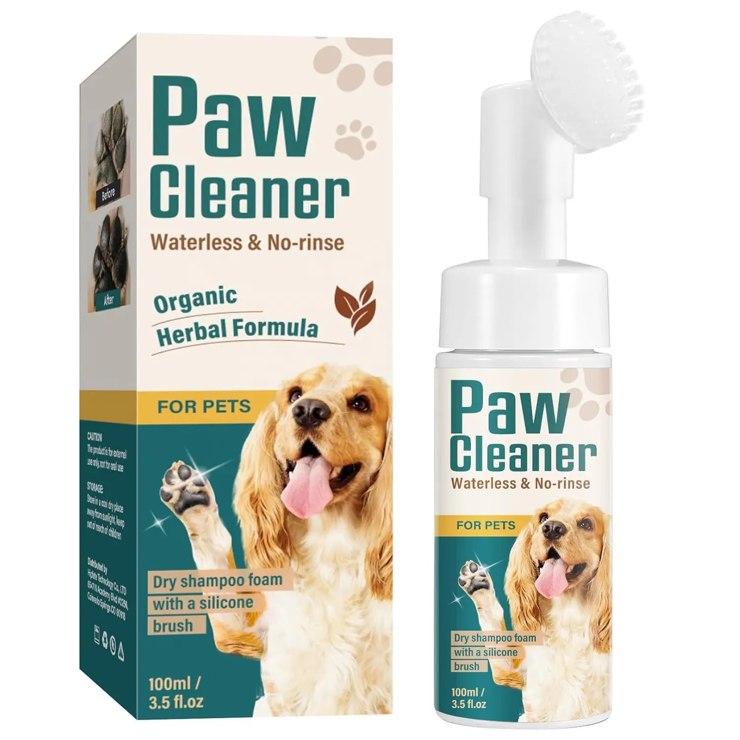 2024 Pet Foam Foam detergente per zampe di animali domestici senza lavaggio Shampoo per zampe di animali domestici senza acqua con spazzola in Silicone