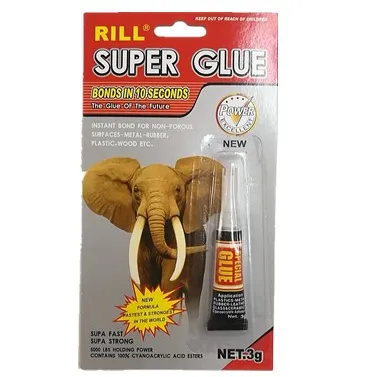 RILL Elephant พันธบัตร Super Glue502จำนวน1ชิ้น,กาวพาวเวอร์ภายใน10วินาที3G ใช้สำหรับกาวโลหะพลาสติกไม้แห้งเร็ว