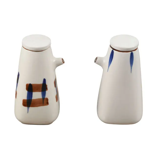 Dispensador de jarra de vinagre de porcelana de estilo japonés, botella de cerámica de salsa de soja con logotipo personalizado