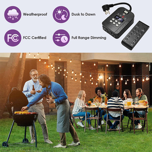 600W sensore di luce esterna Dimmer presa Timer con LCD, IP44 impermeabile, 2 prese, 1Min-24H temporizzazione personalizzata, oscuramento a 10 livelli - Product Image 5