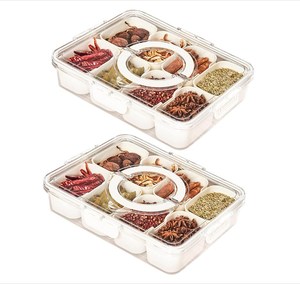 8 Facharten Gewürzbehälter mit Deckel rechteckige Snack-Schalen geteiltes Serviertablett mit Griff geteilte Aufbewahrungsbox für Gewürze - Product Image 1