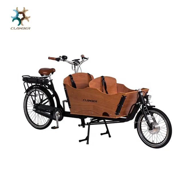 電動カーゴバイクシマノ3スピードフロント木製ボックス家庭用大人用自転車