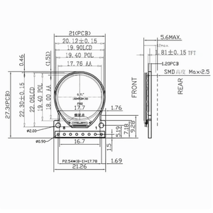 8PIN 0,71 дюймов круглый RGB 160*160 GC9D01 драйвер 8PIN SPI интерфейс TFT ЖК-дисплей модуль - Product Image 3