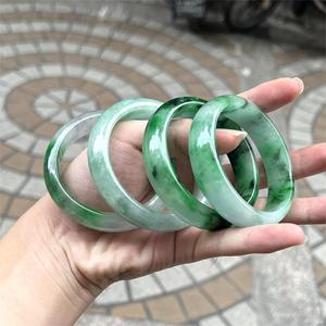 Toptan doğal gerçek Myanmar yeşim Jadeite Jasper yeşim yetişkin bileklik Piaohua Charm bilezik bilezik - Product Image 6