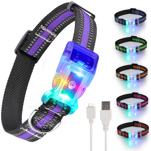Подсветка светодиодный прокручивающийся дисплей собачий ошейник USB перезаряжаемый светодиодный флэш-ошейник для нескольких собак - Product Image 1