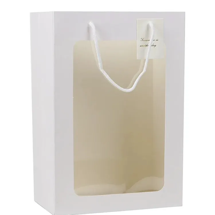 Vendita calda a buon mercato popolare giorno di san valentino imballaggio per finestra di carta sacchetti regalo con manico