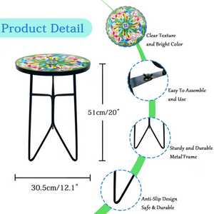 Bàn cà phê sắt ngoài trời với bảng điều khiển khảm Vòng cuối Bistro bên bàn điều khiển chân hiên hiên đồ nội thất - Product Image 6