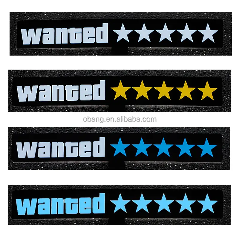 EL glow sticker for car electric sticker glow in the dark led light up 5 stars wanted sticker for car decoration
