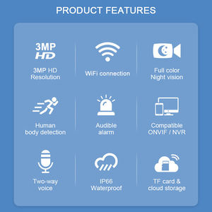 3MP WIFI V380防水智能网PTZ安全摄像机，双向视频最大128G tf卡C11X-H摄像机 - Product Image 6