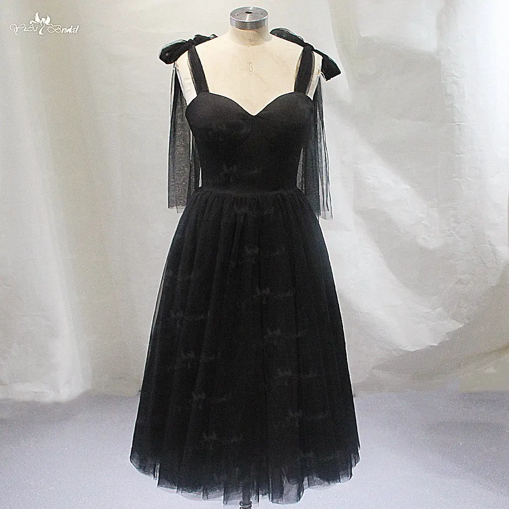 LZF156 zarif kadın kısa siyah balo kıyafetleri spagetti kayışı sevgiliye prenses parti elbiseler yenİ varış kokteyl elbiseleri