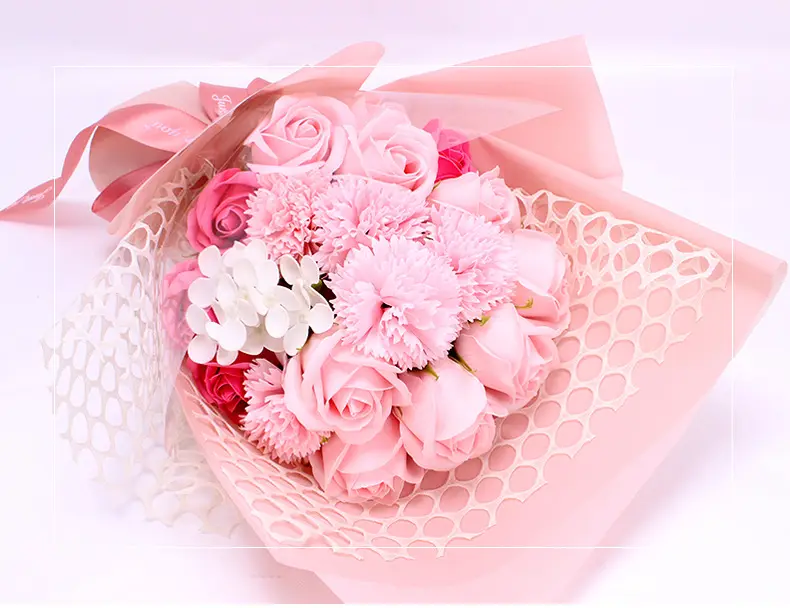 Valentine's Day Gift 19 Roses Soap Bouquet Soap Flower,gift Box Wedding Valentine's Day Home Dec 5 Colors 6pcs 7-15 Days