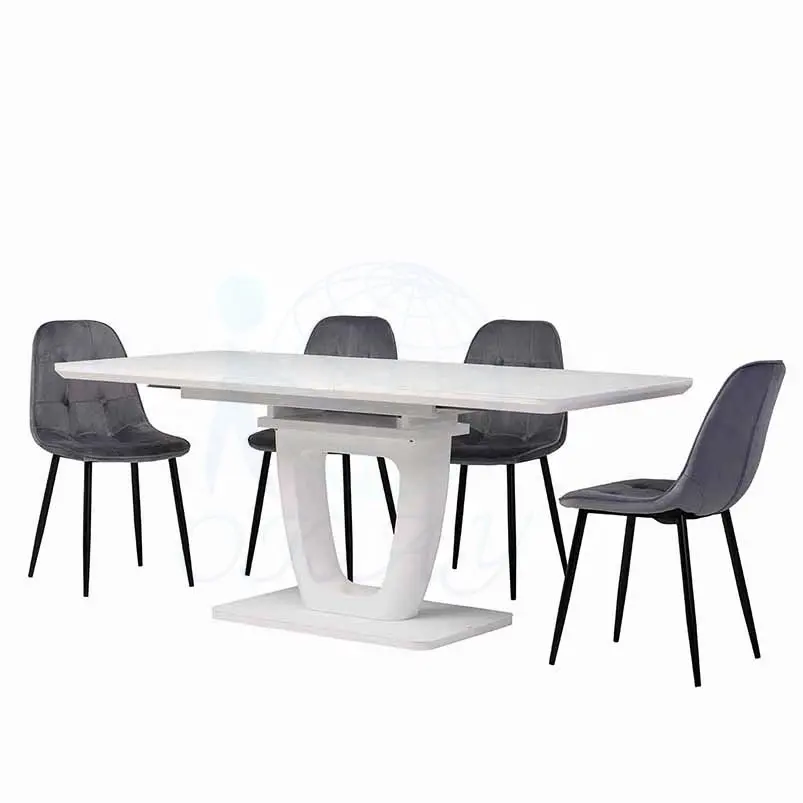 Mobiliário bom design moderno mdf extensível sala de jantar móveis 6/8 lugares moderno mesa de jantar e cadeiras