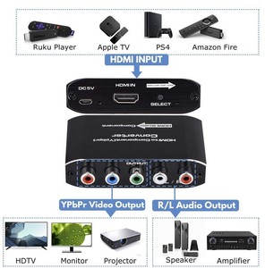 具有缩放器功能的HDMI到分量转换器HDMI到YPbPr 5RCA RGB缩放器适配器V1.4，具有R/L音频输出支持