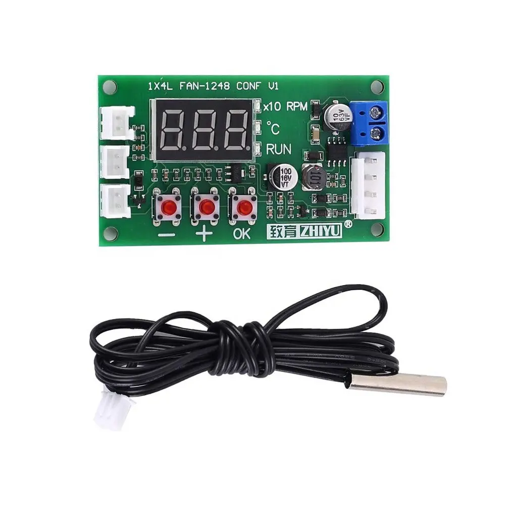 DC 12-48V PWM Driver Module 12V 24V 48V Digital Display 4-Wire PWM PC CPU Fan Temperature Controller Speed Governor Module 5A