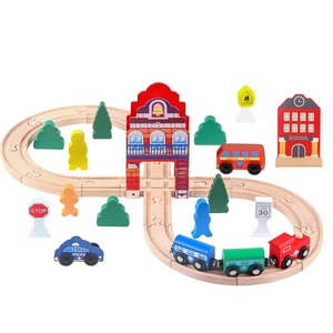 ชุดของเล่นเพื่อการศึกษาแบบโต้ตอบรางรถไฟไม้1:5ข้ามพรมแดนบล็อคก่อสร้างสำหรับเด็กรถไฟโธมัสแกะสลัก - Product Image 5