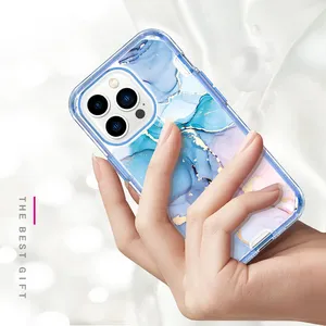 3 in 1เคสโทรศัพท์ป้องกันการกระแทกสำหรับ iPhone 16 15 PRO MAX 14 PLUS 13 Pro 12 11 Pro SE XS XR 8 + 7เคสเกราะหินอ่อนชุบ - Product Image 4