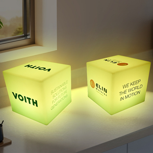 กล่องไฟลูกบาศก์เรืองแสงหลากสีสำหรับการประชุมองค์กรโลโก้ตามสั่งไฟ LED RGB แบบไร้สาย - Product Image 4