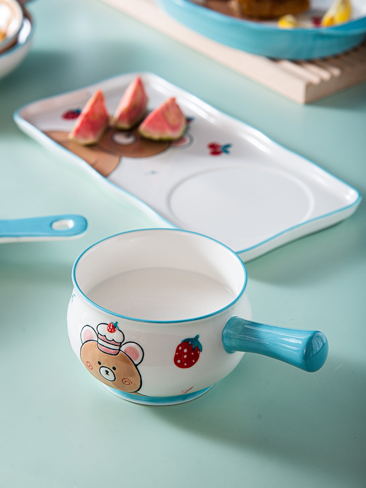 Hot sale little bear decal promotion ceramic porcelain China gift bake dish bakeware bowl plate soup bowl set dinnerware sets