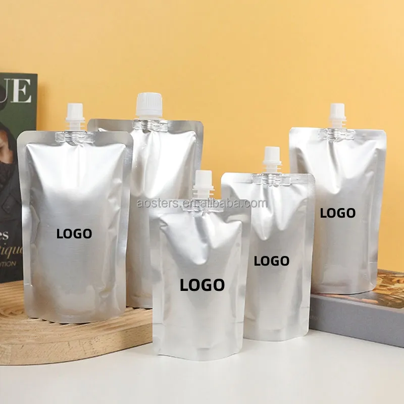 Sac en plastique debout réutilisable haut de gamme pochette d'emballage liquide en feuille d'aluminium avec sac pochette à bec
