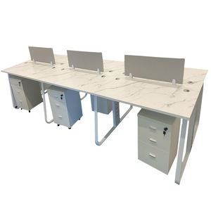 Staff <strong>Desks</strong> <strong>Simple</strong> <strong>Computer</strong> Table With Drawers of Staff Office Card Space Luxury Four People Office Table and Chair Set - Product Image 1