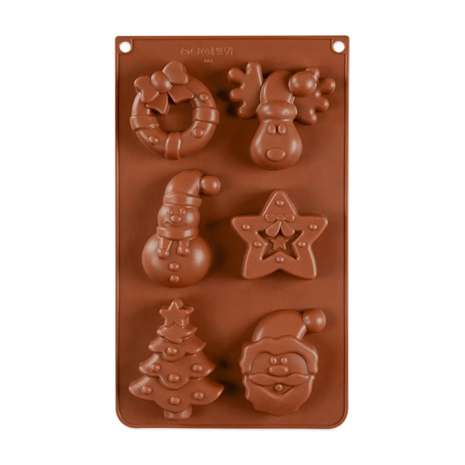 Herramientas de decoración de fiestas de alta calidad, juego de moldes de pastel de Navidad de silicona para hornear Chocolate