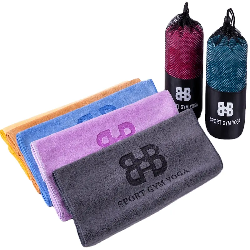 Serviette de cou en microfibre de couleur noire, serviette de Yoga en plein air de haute qualité personnalisée avec logo de conception